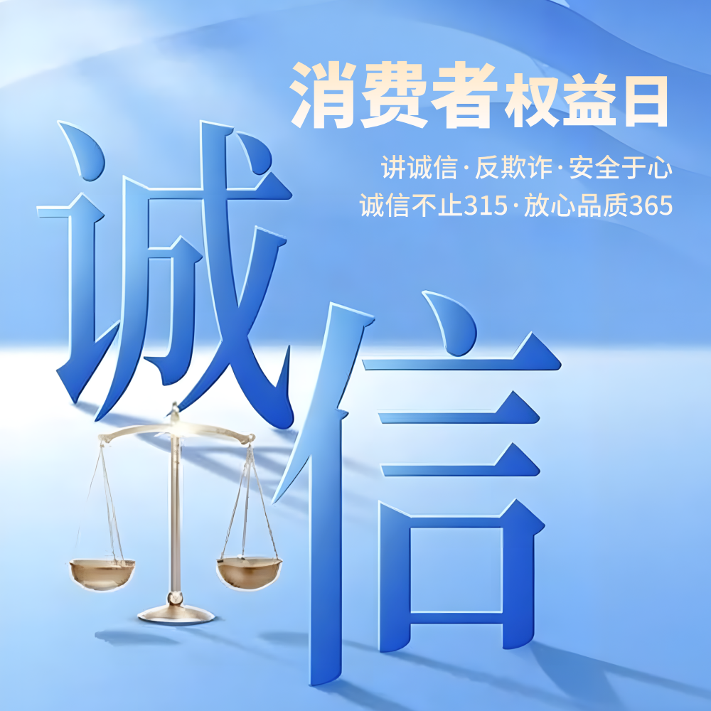 蓝色写实风格消费者权益日方形海报